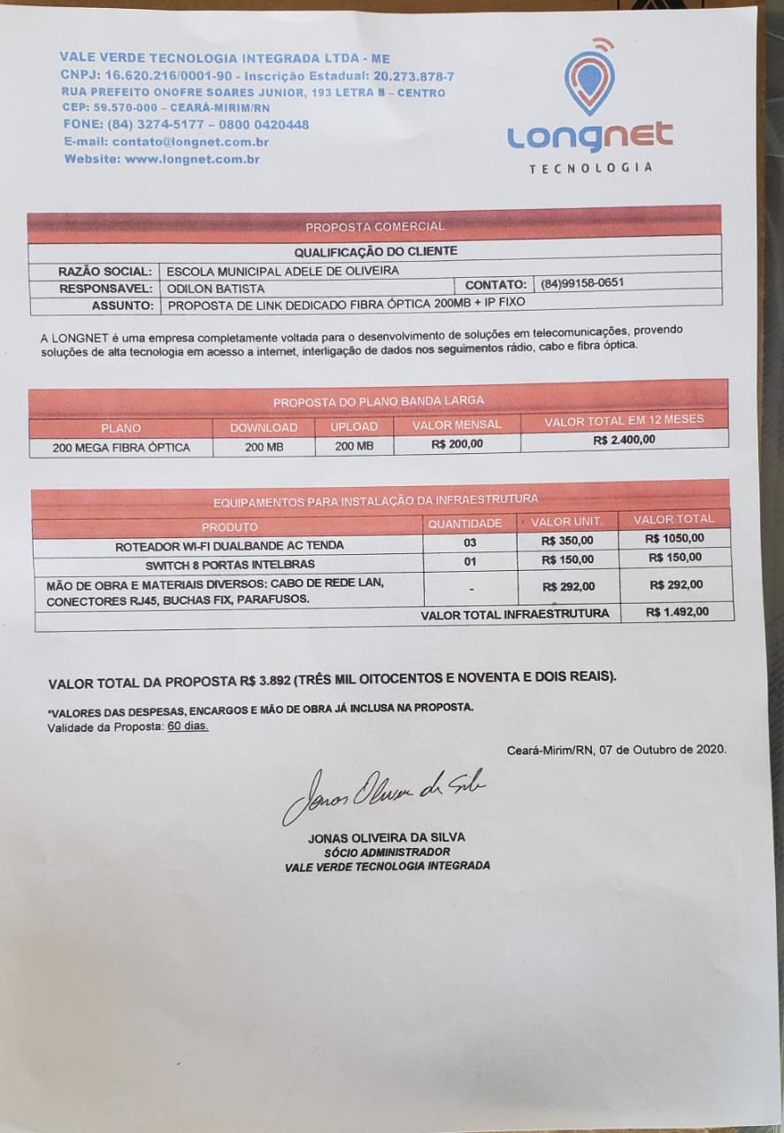 Orçamento 1: Empresa Contratada